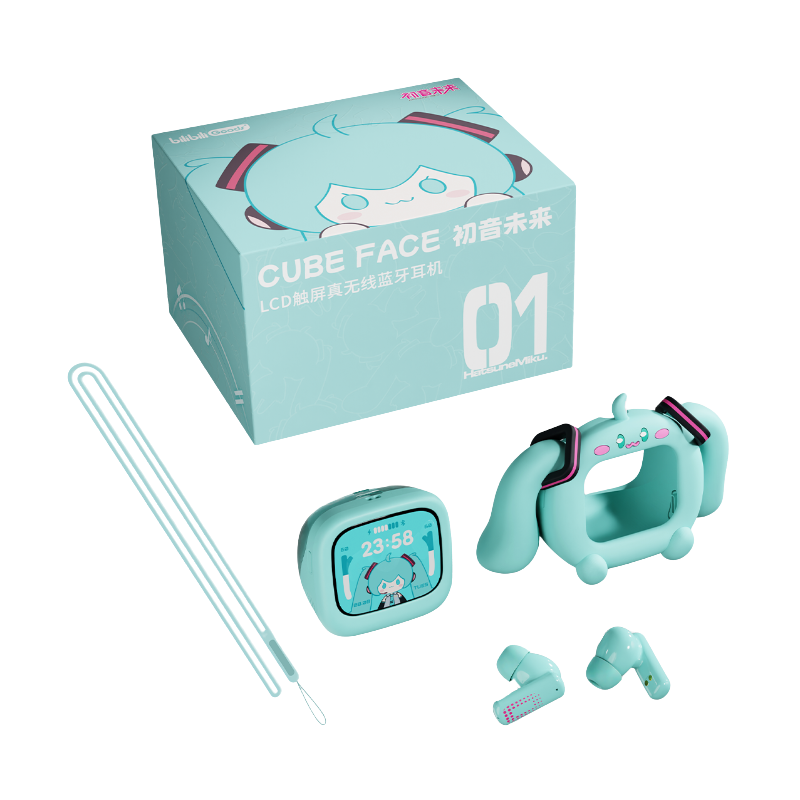 初音ミク　ワイヤレスイヤホン bilibili goods CUBE FACE BilibiliGoods Hatsune Miku CUBE FACE LCD Touch Screen