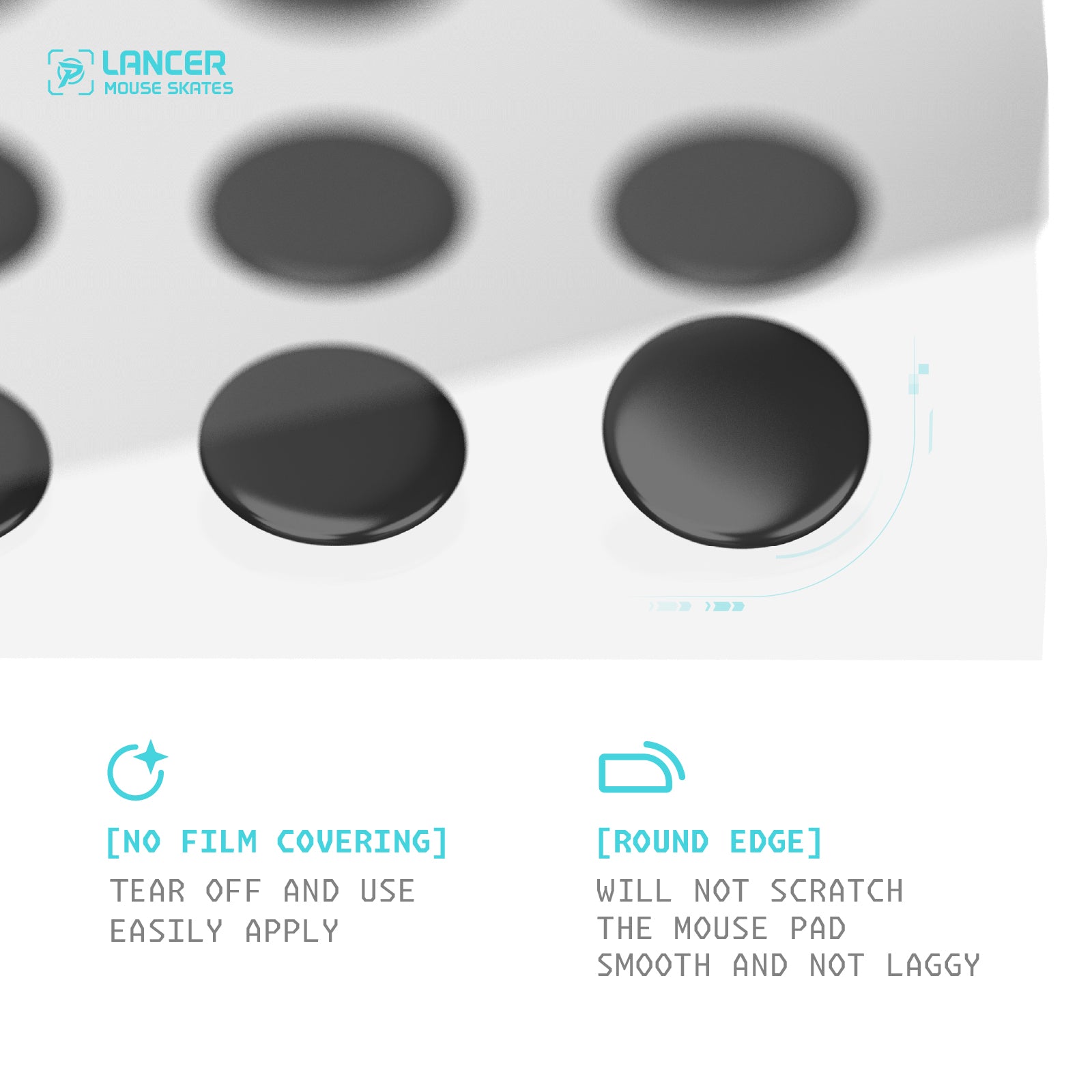 Lancer Mouse Skates – 60 Dot Set for All Mousepads, 3 Sliding Speeds